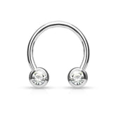 316L Surgical Steel Front Facing CZ in Ball Horseshoe